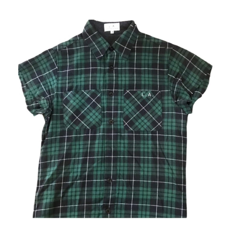 S/S Lifted Anchors men’s small Green flannel